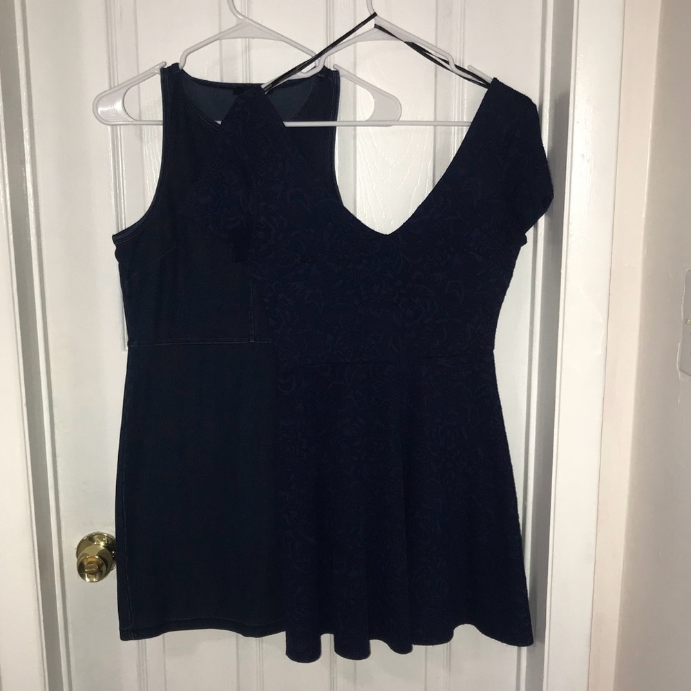 Two blue dresses